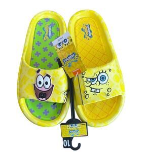 Ground Up Men’s Nickelodeon Sponge Bob Patrick Comfort Slides Yellow Size 10 NWT
